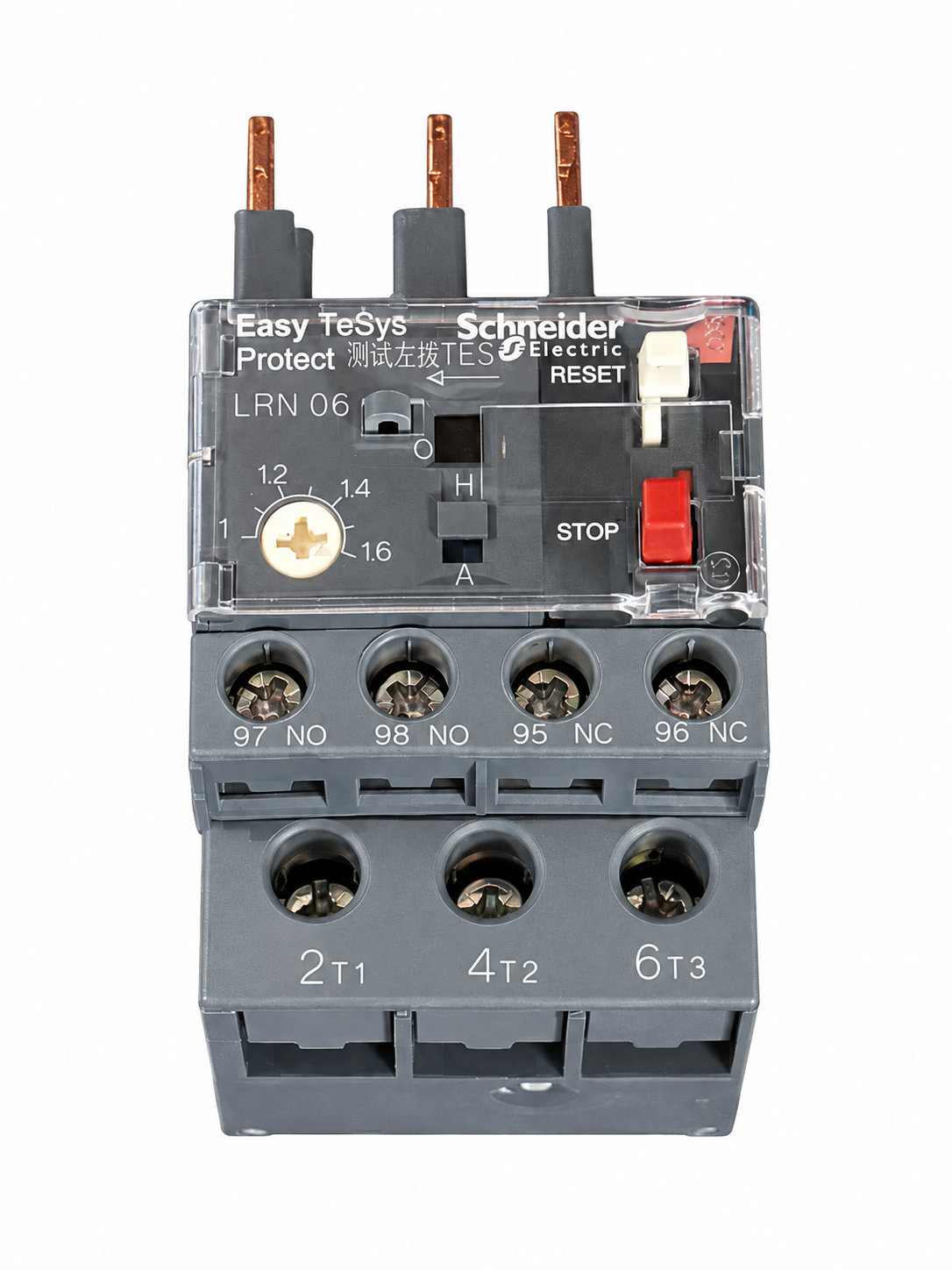 Industrial motor thermal overload relay with three power terminals