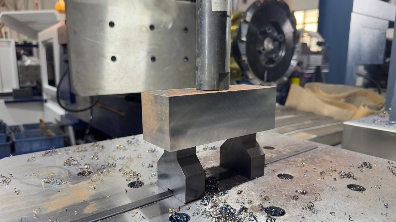 Mold steel block being machined before final grinding