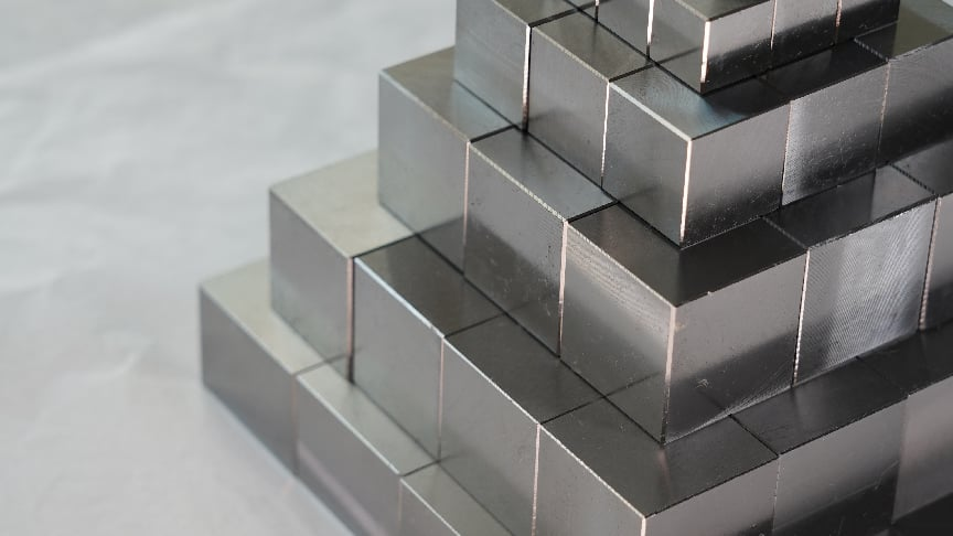 Mold steel blocks arranged for storage before machining