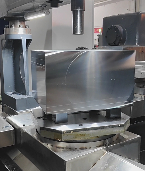 Machined metal surface with visible face milling tool marks