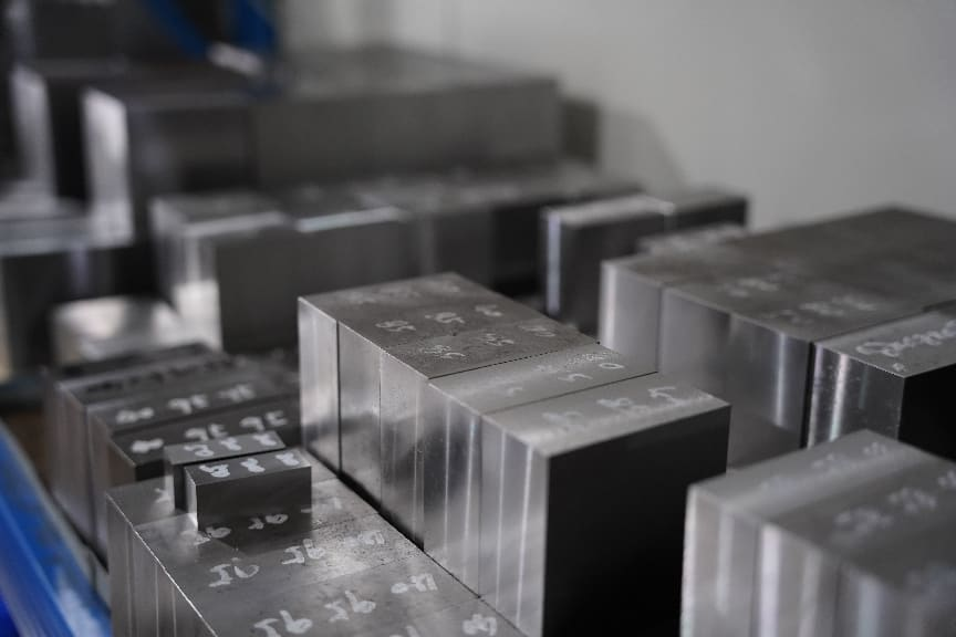Stored mold steel blocks with identification markings