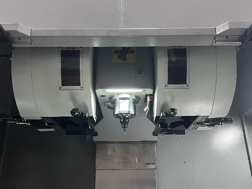 CNC machining center spindle area during thermal drift troubleshooting